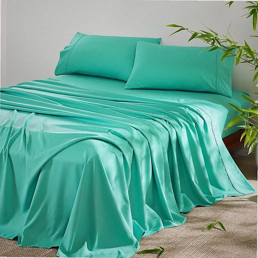 4 Pcs Queen Size Sheet Cooling Bed Sheets Set, Blend Rayon Derived Breathable