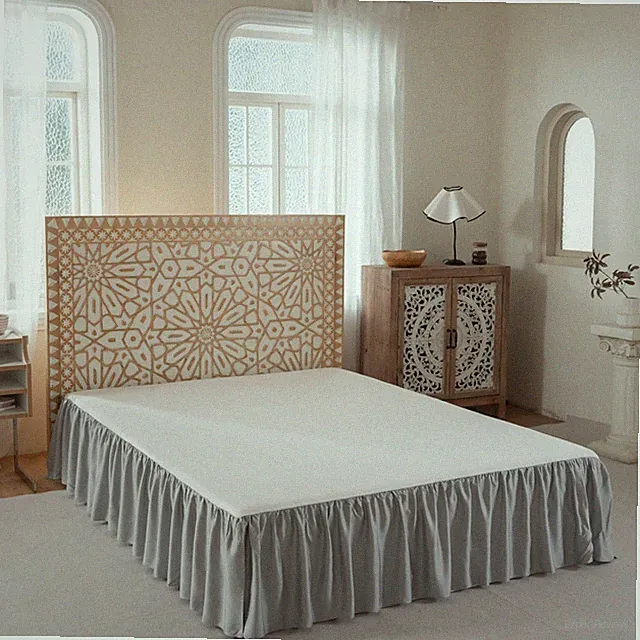 Bed Skirt King Size with Split Corners, 14 Inch Drop Dust Ruffle Bed Skirts w...