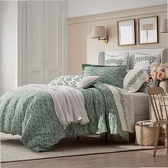 Climbing Vines Classic Cool Cotton Percale Duvet Cover - Sage Green, King/Cal...