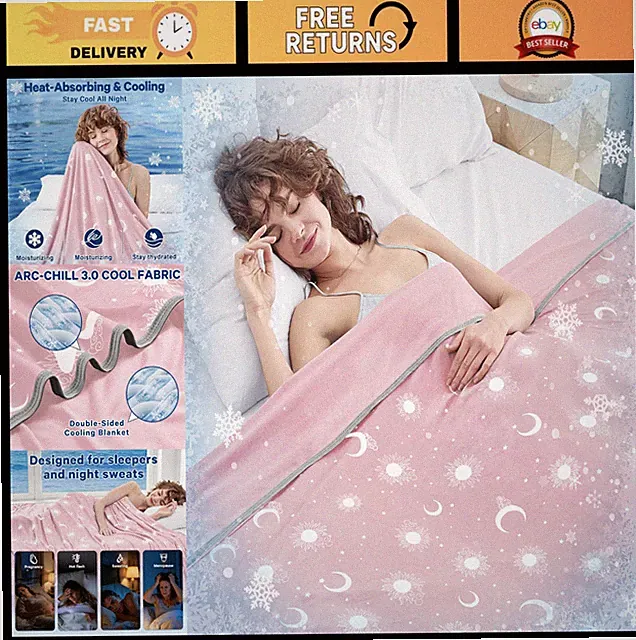 Cooling Blanket Throw 50"x60" - Double Sided Soft Lightweight Summer Blanket for