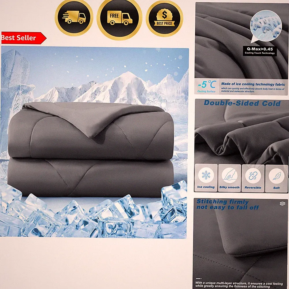 Cooling Comforter Queen Size Breathable Ice Blanket for Hot Sleepers All Season