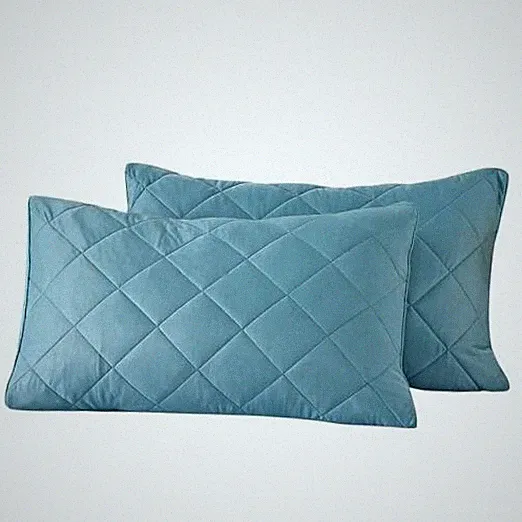 Cooling Diamond Quilted Pillow Shams Set of 2, Soft 20"x26" Standard Blue