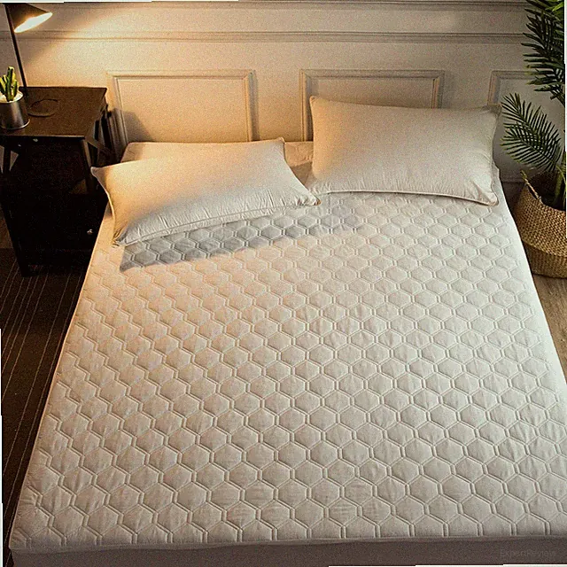 Cooling Quilted Mattress Pad Protector - Natural Cotton Topper (Queen)