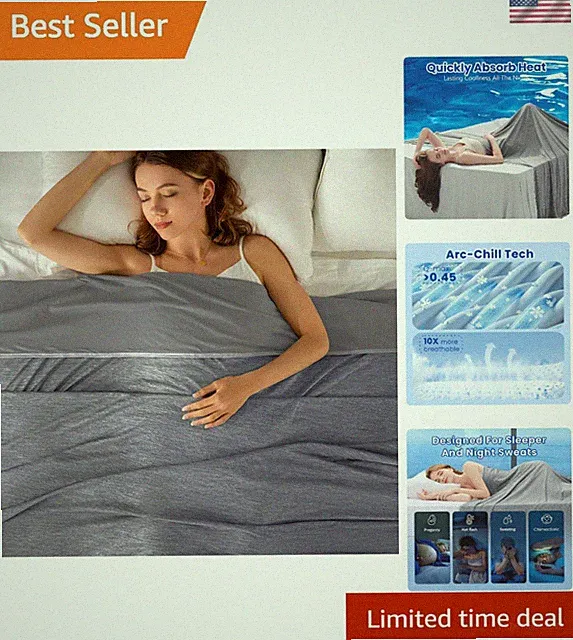 Double-Sided King Cooling Blanket 90x108 for Night Sweats - Cool Sleep Solution