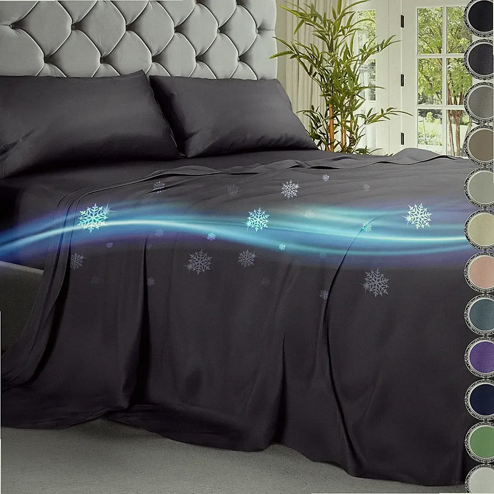King Cooling Bamboo Viscose Sheets 4pc Ultra-Soft Bedding with 18" Deep Pockets