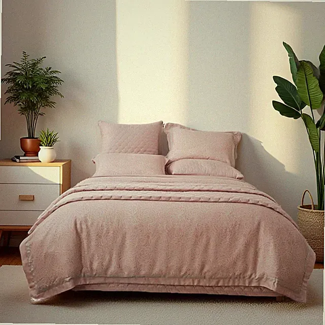Light Pink Queen Lyocell Duvet Cover Set, 500 TC Cooling, Temperature-Regulat...