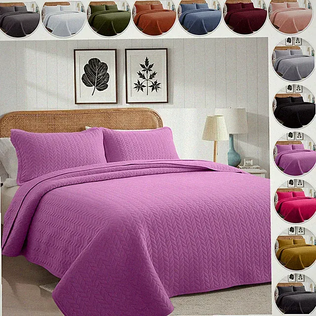 Quilted Bedspread Bedding Set with Pillow Shams Soft Cooling Throw Queen King
