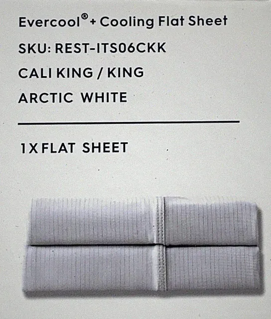 Rest Evercool Flat Sheet Cool White King/Cali King for Hot Sleeper & Night Sweat