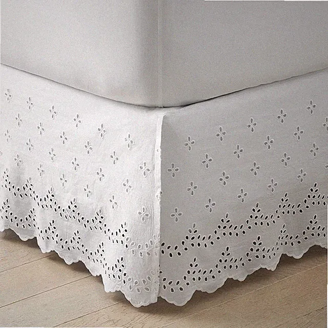 The Company store Eyelet Classic Cool Cotton Percale Solid Bed Skirt