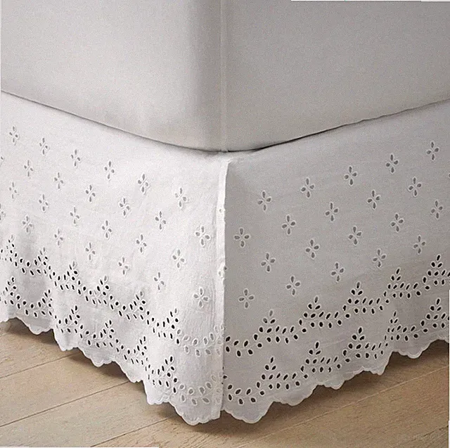 The Company store Eyelet Classic Cool Cotton Percale Solid Bed Skirt - Queen